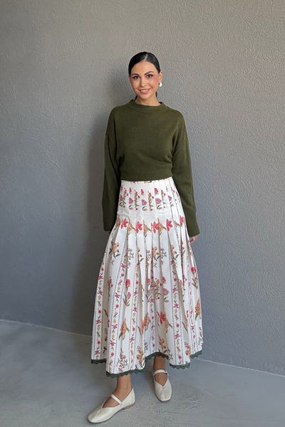 Seda Yalçın Atelier Zr Model Floral Patterned Lace Skirt