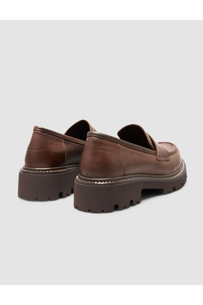 Cabani 100% Genuine Leather Brown Women's Loafer