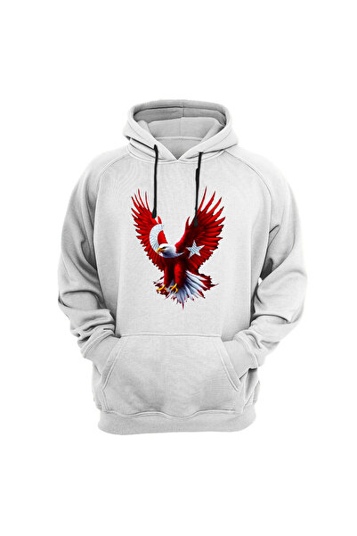 WİDİ Hanorac cu buzunar cangur, cu imprimeu cu steagul Turciei, stea și vultu...