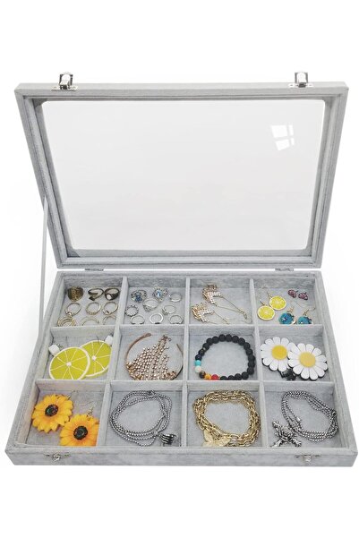 Hope صندوق منظم للأساور قابل للإزالة، مكون من 12 شبكة، مصنوع من مخمل ثلجي، وغ...