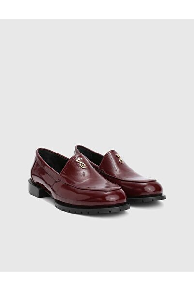İLVİ Wing Hakiki Rugan Deri Bordo Kadın Loafer Ayakkabı