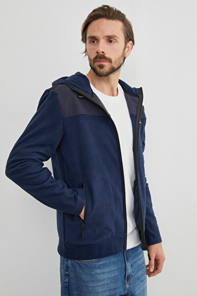 Fulla Moda Coat with Hood and Zipper in Fleece Fabric