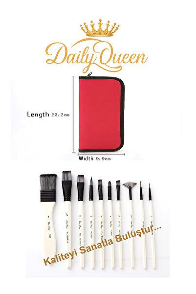 Daily Queen 10 Adet A Kalite Profesyonel Sanat Boya Fırçası Seti, Akrilik Sulu Boya Için