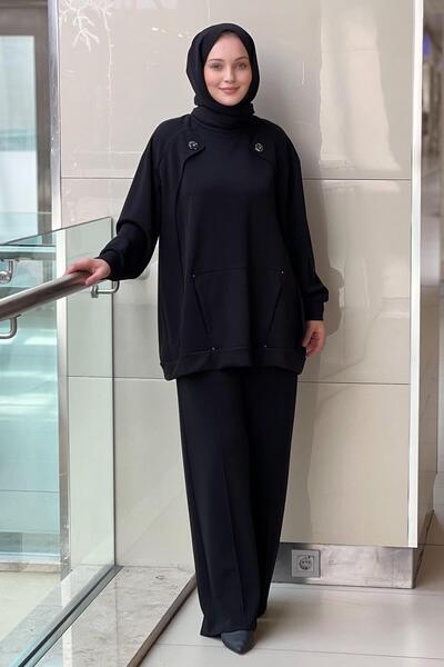 Ceremony Stone Embroidered Adel Suit with Kangaroo Pocket