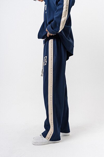 Respire Erkek 7 Şerit Detaylı Kışlık Doubleface Baggy Eşofman Altı Lacivert