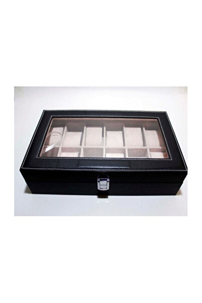 velve Black eco-leather watch box, 12