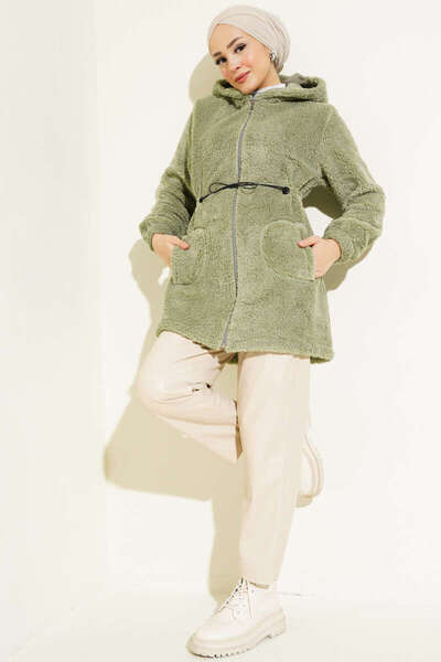 VOLT CLOTHİNG Bel Tunnel Elastic Plush Cardigan