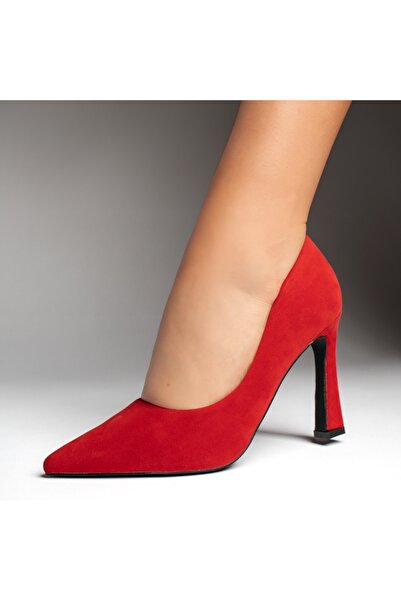 BMoD Women's red suede shoes with a thin heel MOD13041