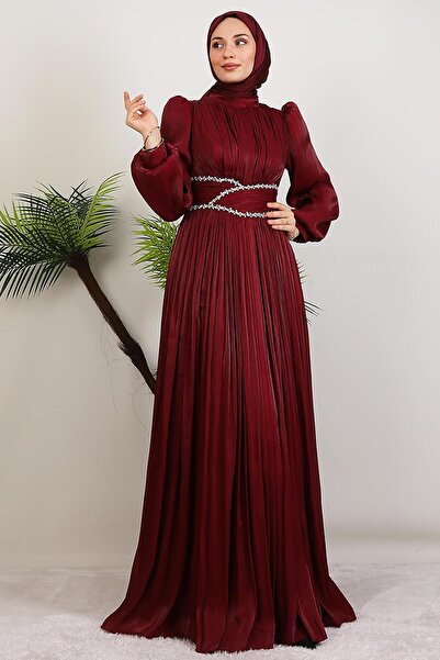 GİYZAMİLA Ντελικάτο βραδινό φόρεμα Yoryo μπορντό