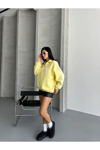cemo YARIM FERMUARLI NEWYORK YAZILI SWEAT