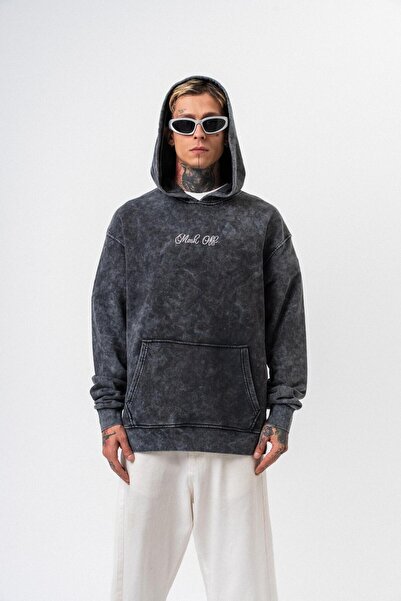 Respire Ανδρικό μπλουζάκι με κουκούλα με στάμπα, που πλένεται, oversize, μαύρο