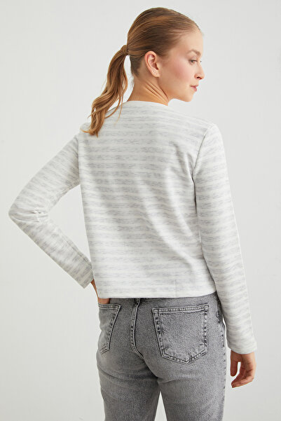 Fulla Moda Φούτερ με ριγέ Crew Neck