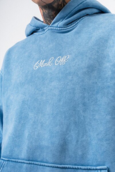 Respire Ανδρικό μπλουζάκι με κουκούλα με στάμπα, που πλένεται, Oversize Hoodie Μπλε