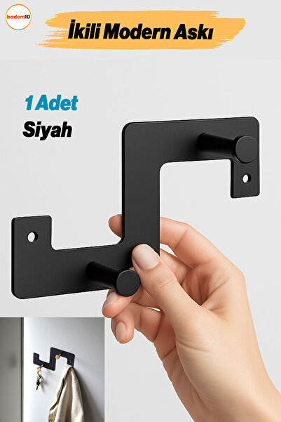 Badem10 Zeta Siyah Metal Askı 2’li Lüx Vestiyer Dolap Portmanto Elbise Ceket ...