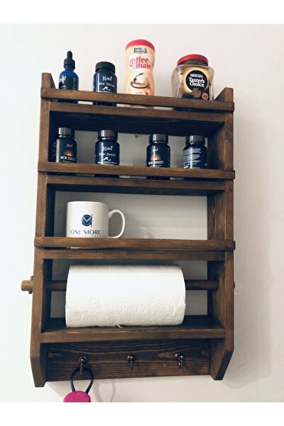 Overbazaar Masif Ahşap Mutfak Tereği Duvar Rafı Mutfak Dolabı Baharatlık Havluluk Bardaklık Kupalık