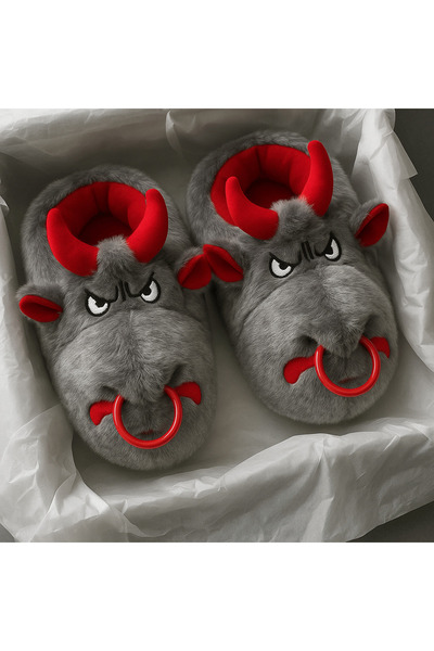 Gofeel Kızgın Boğa Yumuşak Tüylü Unisex Panduf Terlik