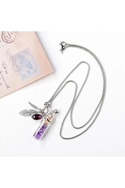 XTERRA Bottle Pendant with Natural Amethyst Crystals and Angel Wings