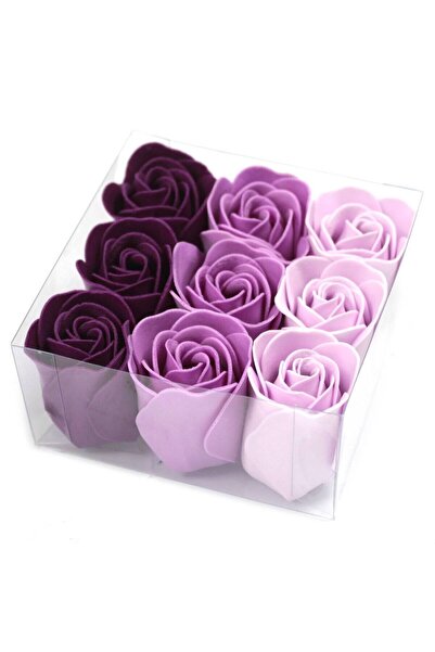 XTERRA SET 9 BOBOCI DE TRANDAFIRI NUANȚE LILA DIN SĂPUN ÎN CUTIE CADOU | FLOR...