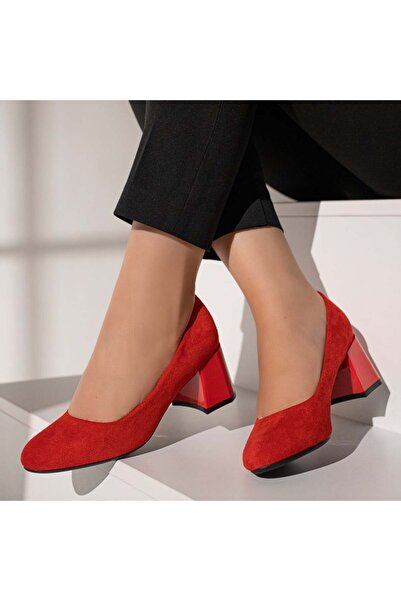 BMoD Women's red suede shoes with a heel MOD12110