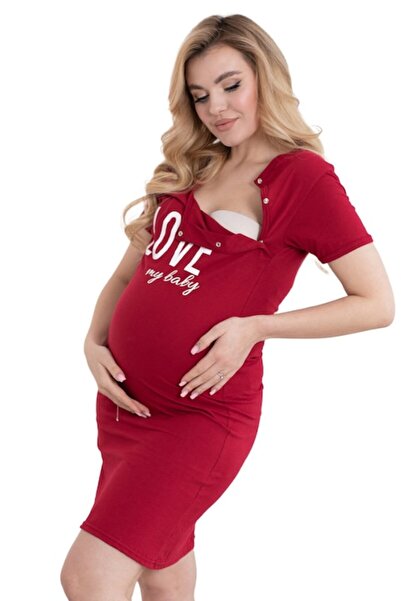 Formommy Camasa alaptat, Formommy, Din bumbac, Cu capse oblice, Masura XL, I love my Baby, Bordeaux