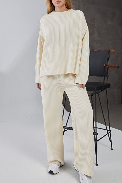DPARİS Ribbed Sweater Pants Knitwear Two-Piece Set