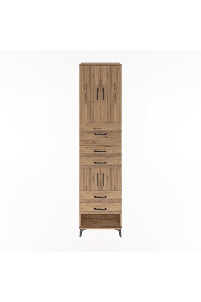 Dienni Hyperion Dolap 3 Raflı 5 Çekmeceli 4 Kapaklı 60x44x243 Çam-Çam