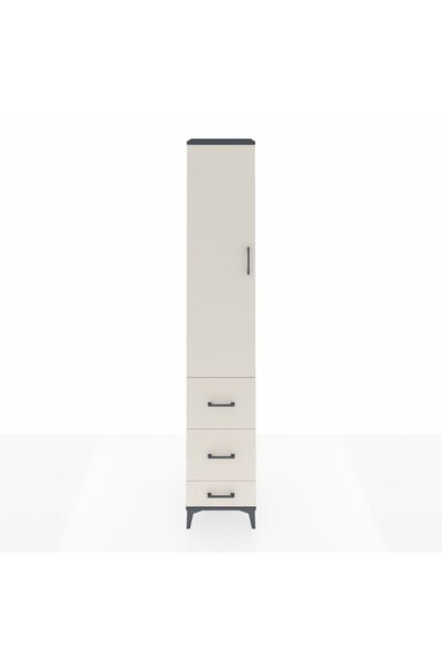 Dienni Hyperion Dolap 4 Raflı 3 Çekmeceli Tek Kapaklı 44x44x243 Antrasit-Aytaşı