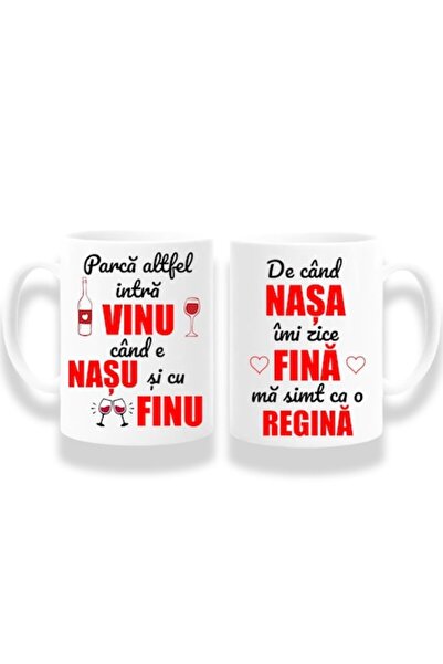 OEM Set 2 căni personalizate pentru fini cu mesajul: „Vinul are un gust difer...