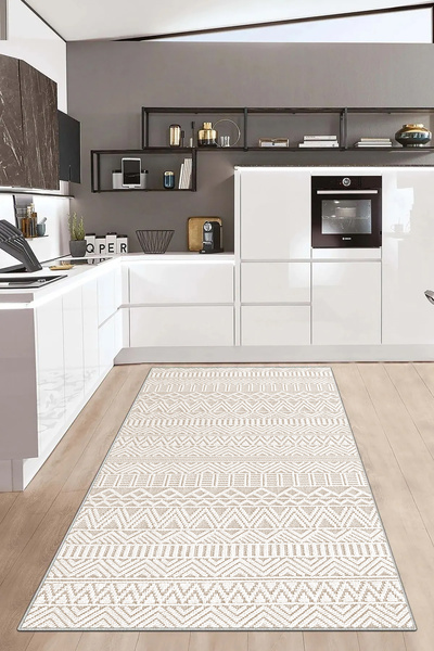 df home Mutfak halısı Salon halısı Yolluk İskandinav Eskitmeli Dijital Baskı Yıkanabilir Kaymaz Taban 8142