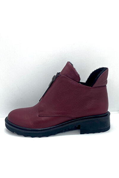 Stepka Shoes Cherry Hakiki Deri Kısa Kürklü Bot