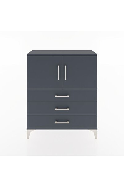 Dienni Arges Şifonyer 2 Raflı 3 Çekmeceli 2 Kapaklı 88x30x106 Antrasit-Antrasit