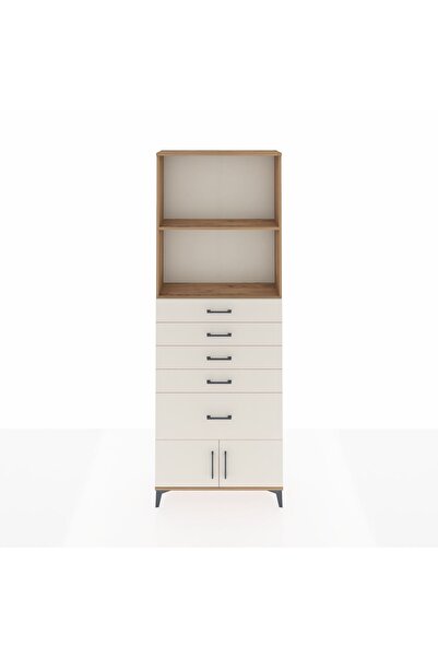 Dienni Arges Dolap 2 Raflı 5 Çekmeceli 2 Kapaklı 88x30x243 Çam-Aytaşı