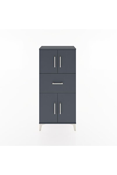 Dienni Hyperion Dolap Tek Raflı Tek Çekmeceli 4 Kapaklı 60x44x134 Antrasit-An...