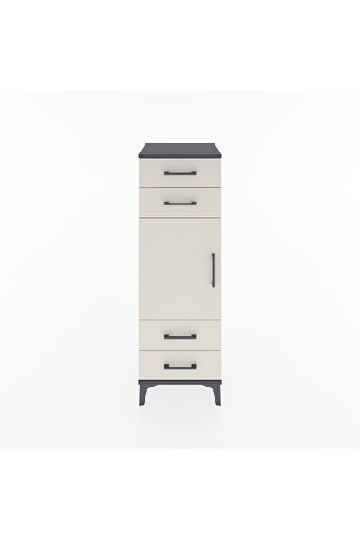 Dienni Hyperion Dolap 2 Raflı 4 Çekmeceli Tek Kapaklı 44x44x134 Antrasit-Aytaşı