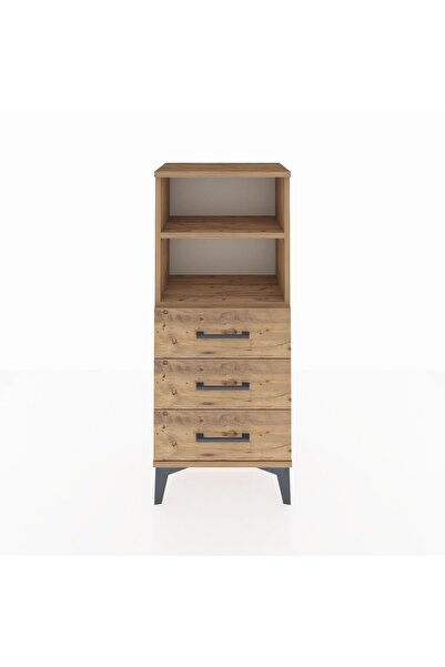 Dienni Arges Komodin 2 Raflı 3 Çekmeceli 44x30x106 Çam-Çam