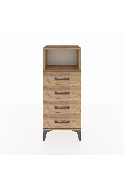Dienni Arges Komodin Tek Raflı 4 Çekmeceli 44x30x106 Çam-Çam
