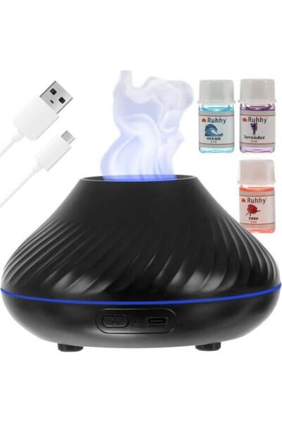 SMARTECH Difuzor de uleiuri esențiale tip flacără, aromaterapie, umidificator de aer, rezervor de 130 ml, lumină de noapte reglabilă