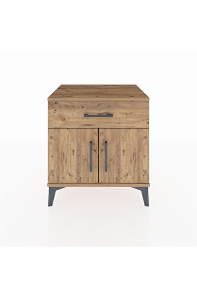 Dienni Hyperion Komodin Tek Raflı Tek Çekmeceli 2 Kapaklı 60x44x64 Çam-Çam