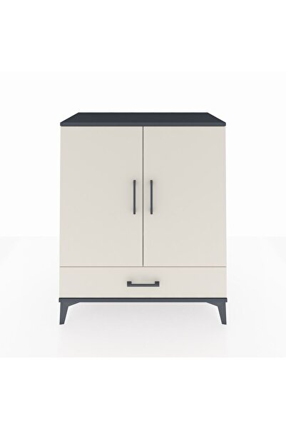 Dienni Hyperion Şifonyer 3 Raflı Tek Çekmeceli 2 Kapaklı 88x44x106 Antrasit-A...