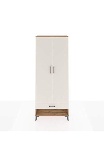 Dienni Arges Dolap 5 Raflı Tek Çekmeceli 2 Kapaklı 88x30x221 Çam-Aytaşı
