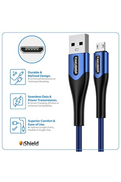 iShield Data and Charging Cable, USB to MicroUSB, Universal, Smart Charge, 2....