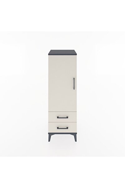 Dienni Hyperion Dolap 3 Raflı 2 Çekmeceli Tek Kapaklı 44x44x134 Antrasit-Aytaşı