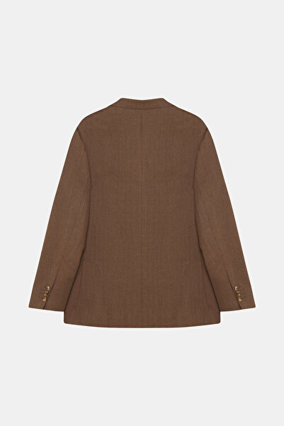 W Collection Brown Buttoned Linen Wool Jacket