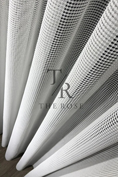 The Rose Lüx Makrame Tül, Sık Pile, Lüx, Modern, Oturma Odası, Kırık Beyaz