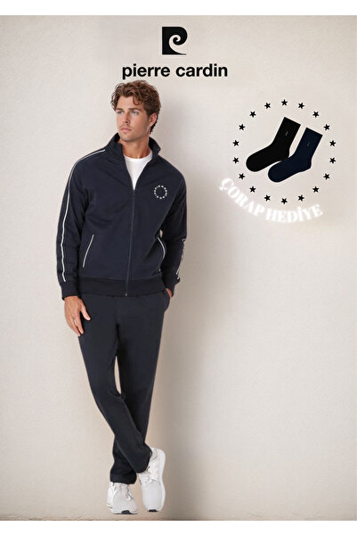 Pierre Cardin Erkek Giyim Regular Fit Çizgi Detay Pamuklu & Kutulu Eşofman Takımı (Çorap Hediye)