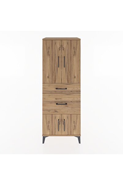 Dienni Hyperion Dolap 3 Raflı 2 Çekmeceli 4 Kapaklı 60x44x163 Çam-Çam