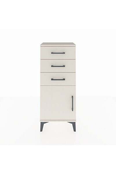 Dienni Arges Komodin Tek Raflı 3 Çekmeceli Tek Kapaklı 44x30x106 Aytaşı-Aytaşı