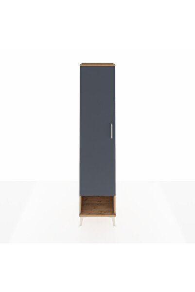 Dienni Hyperion Dolap 4 Raflı Tek Kapaklı 44x44x195 Çam-Antrasit