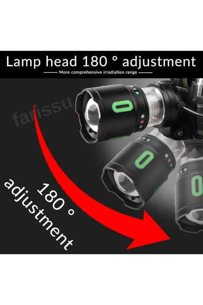 farissu OR-8117 Profesyonel Şarj Edilebilir Kafa Lambası (3x5800 mAh Pil, 8 Modlu, Güç Bankası Özellikli)