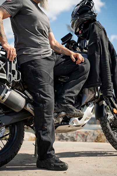 Tech90 Fileli Black Ventilation Korumalı Cordura Motosiklet Pantolonu